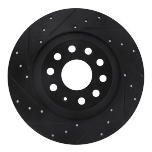 Audi TT Quattro Brake Rotor (1) - Rear Left - R1 Concepts - Drilled & Slotted - Black - `16-`25